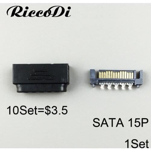 10PCS RiccoDi DIY SATA 15pin connector HDD Splitter Connector for PC Computer Black