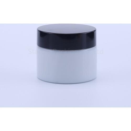 180pcs 50g white Glass Cream Jars Cosmetic Packaging with lid plastic caps & inner liners round empty small glass jars