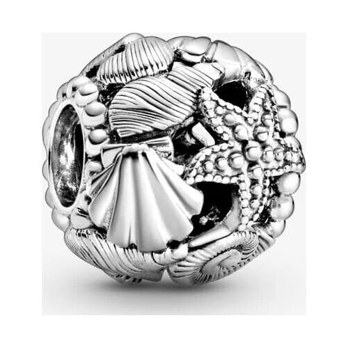 2020 New Style 925 Sterling Silver Openwork Starfish, Shells & Hearts Charm Fit pandora bracelet DIY charm Bead Jewelry