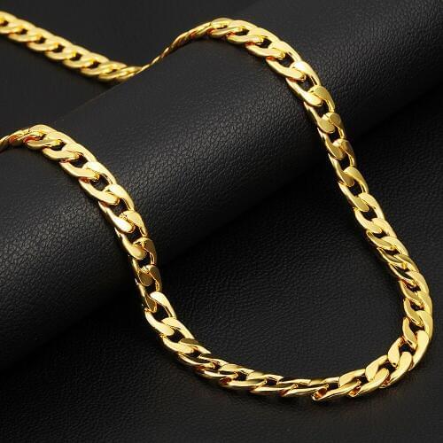 4/5/8/9MM Wide Stainless Steel Figaro Chain Necklace Gold Color Chains Jewelry 24inch