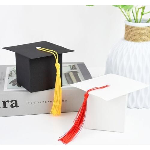 5/10pcs Black White Doctor Hat Candy Box Graduation Celebration Party Decoration Favor Gift Boxes Cookies Snack Packing Box