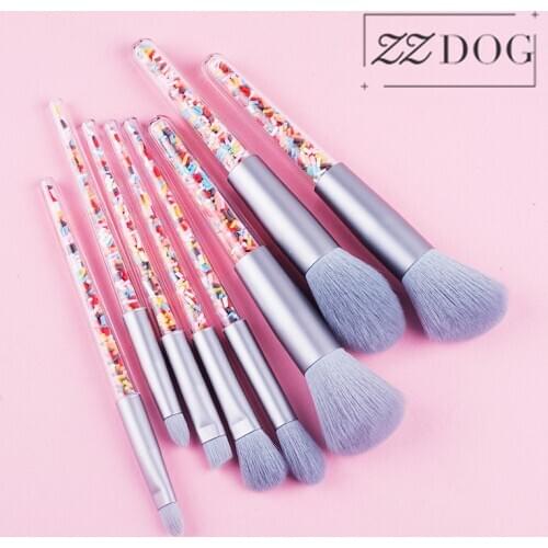 ZZDOG 5/8pcs Mini Makeup Brushes Soft Eyeshadow Powder Blush Eyebrow Brush Set Candy Theme Small Cosmetic Compensation Tools