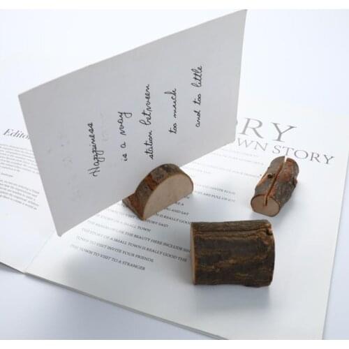 5pcs Wooden Wedding Name Place Card Holders Natural Folder Rustic Photo Holder Table Number Holder Party Name Display Rack