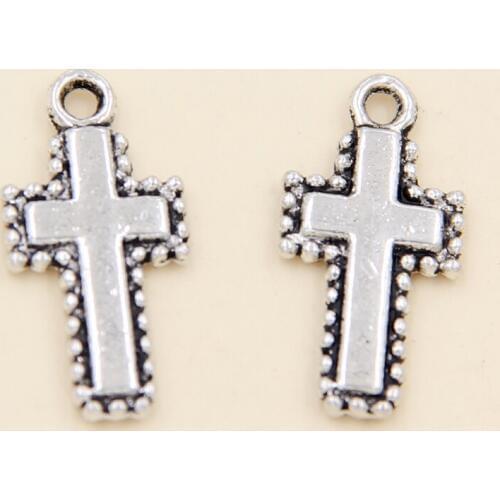 50pcs European Style Tibetan Silver Crosses Charm DIY Bracelet Pendant Necklace Jewelry Making Accessories 10x20mm