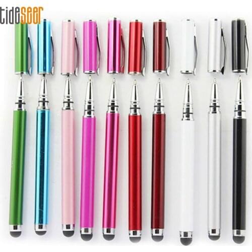 500pcs 2 in 1 Stylus Capacitive Ballpoint Touch Pen with Cap For Touches Screen iPhone iPad Tablet Mobile Phone