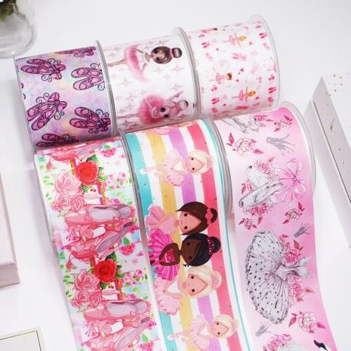 DIY Cartoon Dancing Girl Printed Grosgrain Ribbon For Craft Supplies Sewing Accessories 5 Yards. 21810