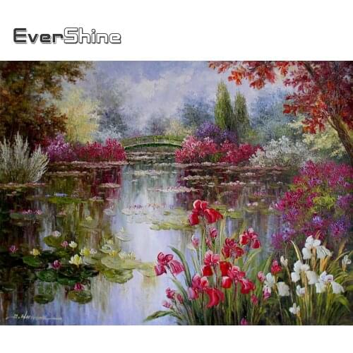 Evershine Diamond Painting Landscape Flower Diamond Mosaic Cross Stitch Scenery Embroidery Rhinestones Pictures Wall Decoration