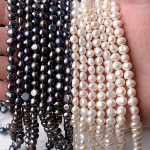 Apx 50pcs/lot White Black Straight Hole Natural Freshwater Pearl Beads Punch Loose Beads For DIY Women Necklace Bracelet Jewelry