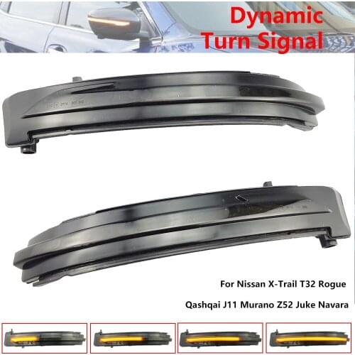 Car LED Dynamic Turn Signal Light Rearview Mirror Light For Nissan X-Trail T32 Rogue Qashqai J11 Murano Z52 Juke Navara