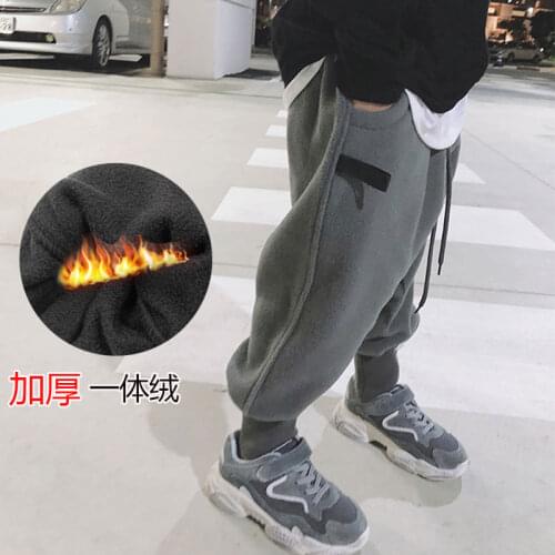 Boys Pants Autumn and Winter Toddler Plus Velvet Thickening Trousers Childrens Sports Pants Loose Casual Harem Pants 2-8 Years