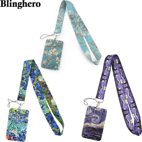 CB101 New Fashion Flowers Lanyard Credit Card ID Holder Bag Student Women Bank Bus Business Card Cover Badge