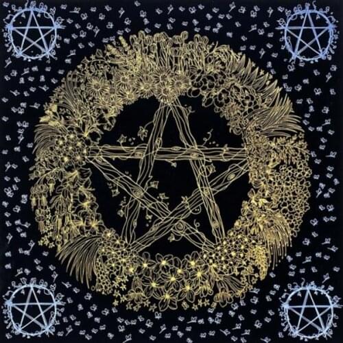 60 * 60cm Black Tarot Card Tablecloth, Velvet Divination Altar Tablecloth, Board Game , Pentagram Game Mat , Home Decor