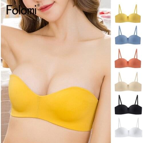 Folomi Sexy Strapless Bras For Women Invisible Bra Push Up Lingerie Seamless Bralette Soft Underwear 32-38 A B Cup