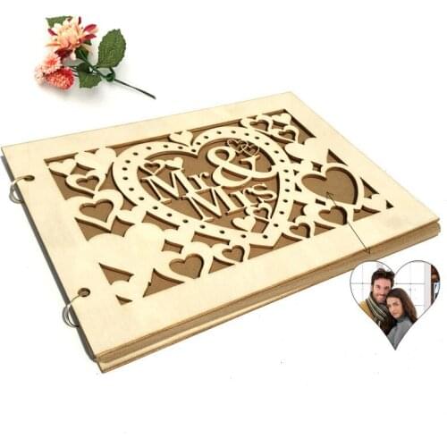 10/20/30/40 Pages Wedding Decoration Guest Book A4 Size Personalized Signature Guestbook Custom Wood DIY Photo Book Signature