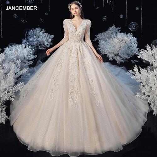 HLF30 Sexy V Neck Short Sleeves Wedding Dresses Online Robe De Mariage Luxury Vestido Invitada Boda فستان عروس свадебное