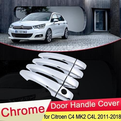 For Citroen C4 MK2 C4L 2011 2012 2013 2014 2015 2016 2017 2018 Chrome Door Handle Cover Trim Car Set Car Styling Accessories ABS
