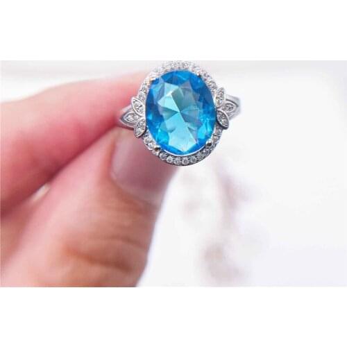 Dainty Small Leaf Engagement Ring Aqua Blue Oval Zircon Ring Vintage Silver Color Crystal Stone Wedding Rings For Women Jewelry