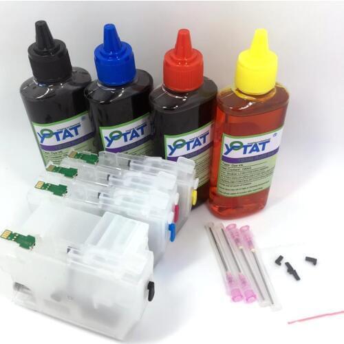 YOTAT 4*100ml Dye ink + Refillable LC3119XL ink cartridge LC3119 LC3117 for Brother MFC-J6980CDW MFC-J6580CDW printer