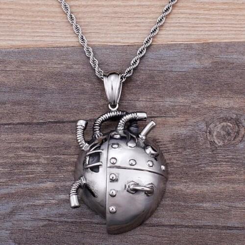 Mechanical Heart Pendant Necklace For Men Creative Stainless Steel Punk Biker Pendant Choker Steampunk Jewelry Accessories Gifts