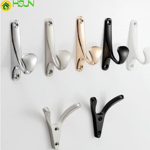 Metal Wall Clothes Hook Zinc Black Sliver Gold Hanger Holder Keychain Coat Bag Hat Door Rack For Home Bathroom Hardware