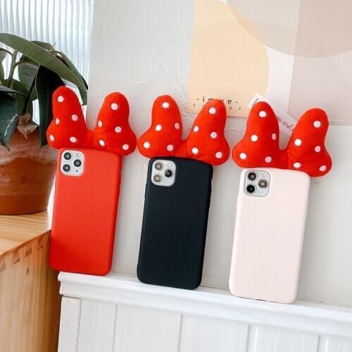 Hot 3D cute Wave point Bow Red girl Soft silicon phone case for apple iphone 6 7 8 Plus X XS XR MAX 11 Pro SE 12 MiNi back cover