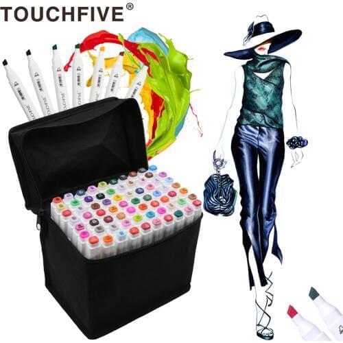 Touchfive 30/40/60/80/168Colors Pen Markers Set Dual Head Sketch Markers Pen For Drawing Manga Liner Markers Design Art Supplies