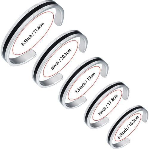 HAWSON 5 Sizes New Arrive Grooved Cuff Bangle for men Jewelry Accessory Stainless Bracelet with Black Line