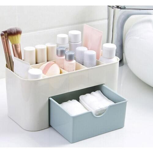 Multi-functional Plastic Desk Organizer Box With Drawer Desktop Makeup Cotton storage Jewelry Cosmetics Case Holder 3 box U6I9
