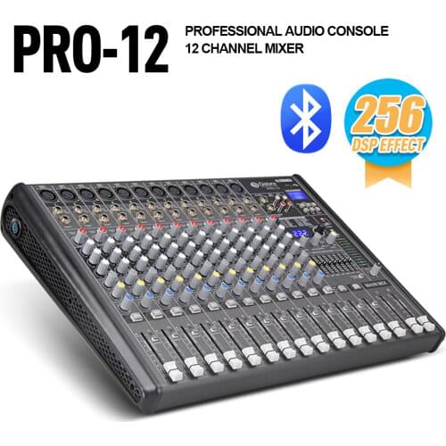 Professional Debra Audio PRO 12 Channel with 256 DSP Sound Effects Bluetooth Studio Mixer Audio - DJ Sound Controller Interf