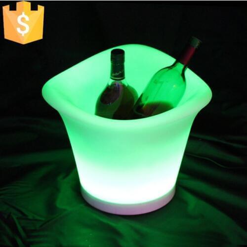SK-LF09 (L34.5*W34.5*H27.2cm) RGB 16 LEDs Ice Container 16 Color Luminous Plastic Beer Barrel LED Ice Bucket Free Shipping 1pc