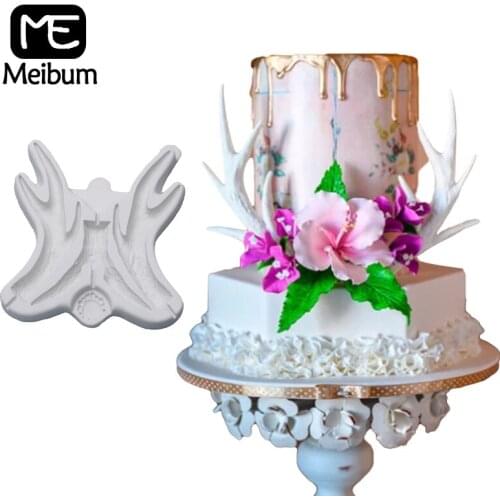 Meibum Antlers Silicone Fondant Molds Cakes Decorating Tray Dessert Pastry Moulds Gumpaste Sugarcraft Baking Tools