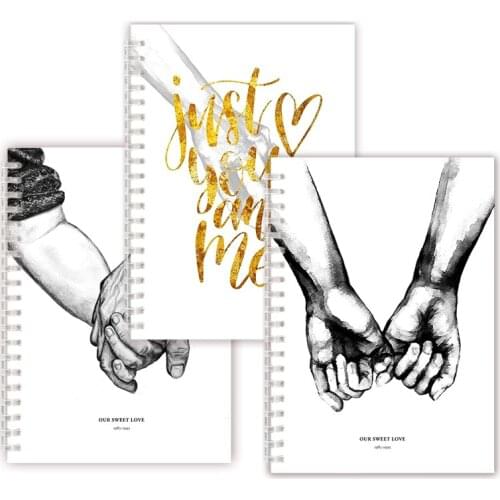 Nordic Modern Abstract Black and White Style Sweet Love Spiral Notebook Note Book Poster Minimalist Print LOVE Quotes Painting