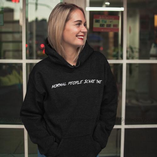 Normal People Scare Me Hoodie NORMAL PEOPLE SCARE ME Hoodies Kawaii Cotton Hoodies Women XXL Printed White Pullover Hoodie