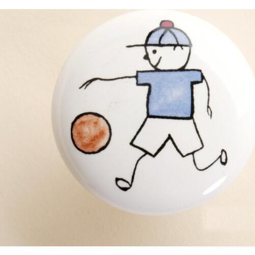 UNILOCKS 10Pcs Furniture Hardware Ceramic Child Basketball Junior Kitchen Drawer Knobs(Diameter:38mm)