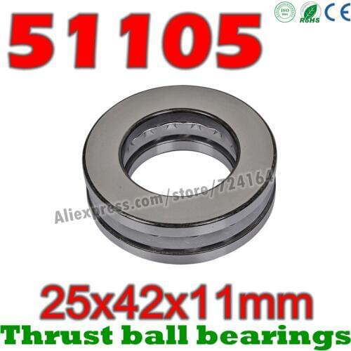 25x42x11 mm Thrust Ball Bearings 51105 Axial 51105M 8105 8105H Plane 25*42*11 Free shipping Steel or brass cage Wholesale