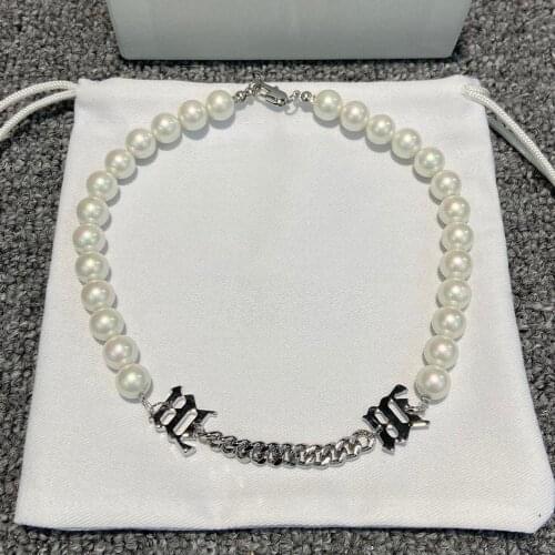 Top Quality Fashion White Pearls Luxcy Party Necklace Silver Color Chain Jewelry Unisex Neckalce