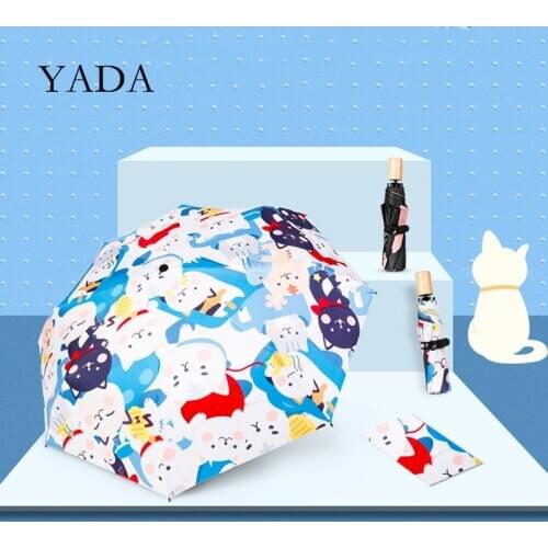 YADA INS 2020 New Luxury Cartoon Icon Lovely Cat&Ghost Umbrella 3-Folding Umbrellas For Women Child UV Rain Umbrella YD200175