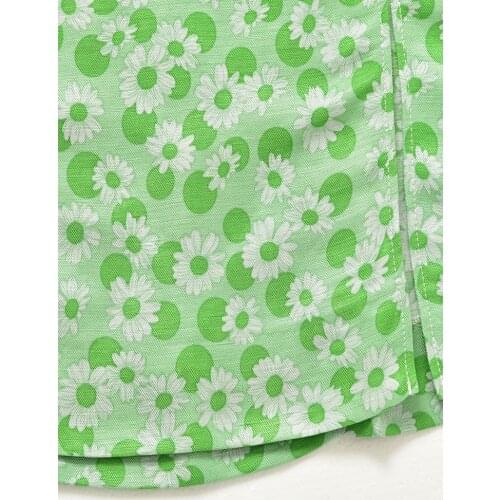 2021 Spring and Summer New Temperament Lady Style Small Daisy Print Split A-line Skirt