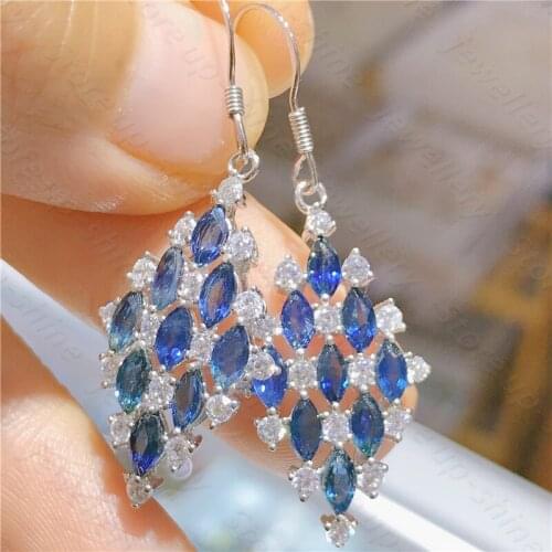 Vintage Drop Sapphire Earrings For Women 925 Sterling Silver Natural Sapphire Gemstone Temperament Luxury Fine Jewelry Earrings