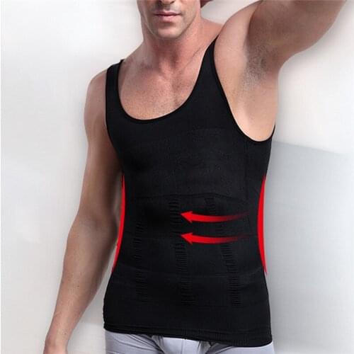 Gym Fitness Vests Tummy Men Waist Trainer Male Body Shaper Slimming U Neck Tank Top Shapewear Men Lose Weight Sports Sleeveless