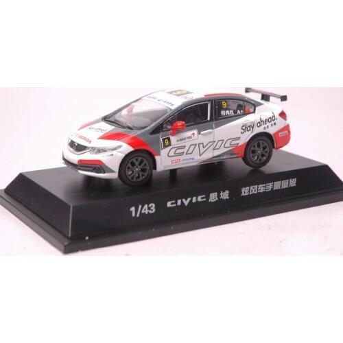 1:43 Diecast Model for Honda Civic Racing Car 2014 MK9 White Alloy Toy Car Miniature Collection Gifts
