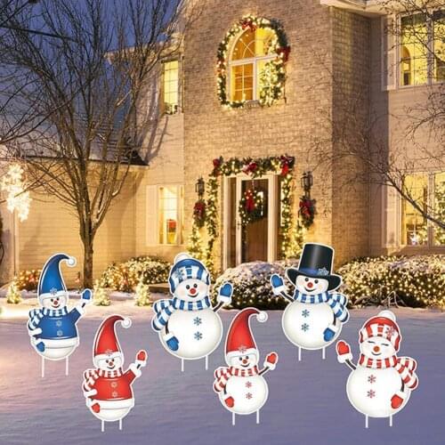 1 Set Practical Art Stake Rustproof PP Vivid Stake Ornament Christmas Snowman Shape Silhouette Stake for Garden Decoration
