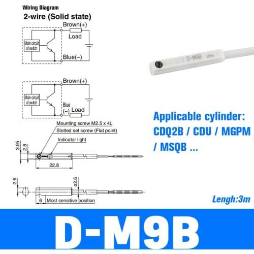 10PCS Air Pneumatic Cylinder Magnetic Reed Switch Sensor D-M9B D-M9P D-M9N D-F8N DMSG-020 CMSG-020 CMSH-020 DMSJ-020