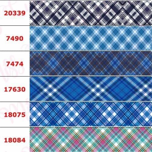 16mm-75mm Geometric Check Series Jeans Printed Grosgrain/Elastic Ribbon Christmas Scottish DIY Hair Bowknots 50yards/roll