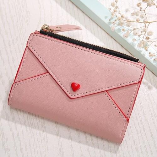 2021 Red Love Women Wallet Small Cute Wallet Women Short Leather Women Wallets Zipper Purses Portefeuille Female Purse Clutch