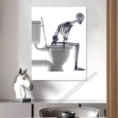 5D DIY Diamond Painting Skull sitting on the toilet Embroidery Rhinestone Icons Volledige vierkante ronde diamant FF3202