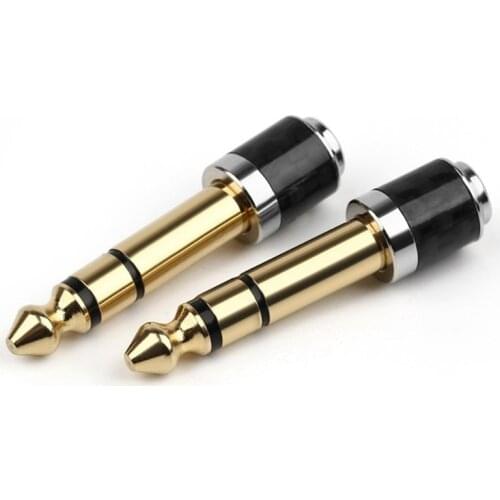 6.35mm Jack To 3.5mm Audio Adapter Connector 3 Pole Carbon Fiber For Speaker Amplifier Mixer Gold Plated Wire Earphone Converter