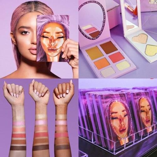 6 Colors Eyeshadow Contour Highlighter Blush in 1 Kit Long Lasting Matte & Glitter Makeup Palette Bronzer Powder Shimmer