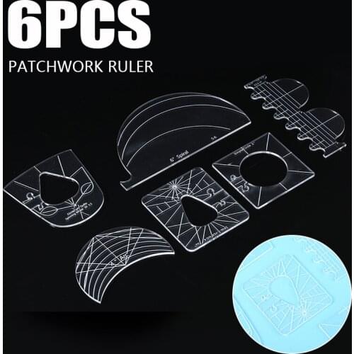 6Pcs Acrylic Quilting Template Transparent Crimping Embroidery Quilting Spine Embroidery Templates DIY Craft Quilting Tools