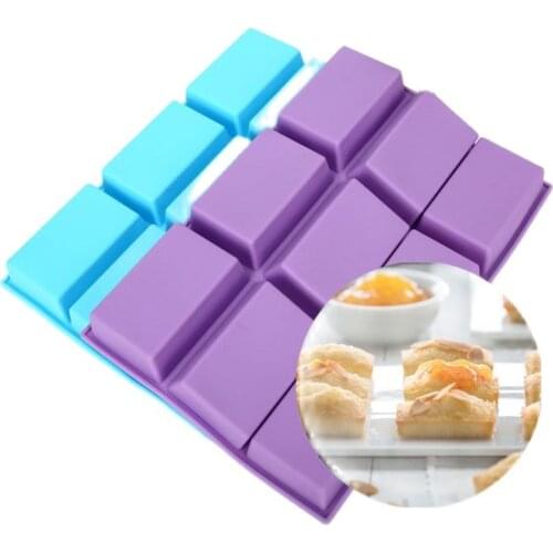 9 Cavity Square Muffin Brownie Cake Silicone Baking Molds Handmade Soap Mold DIY Ice Tray Jelly Cake Candy Chocolate Moulds M050